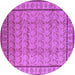 Round Machine Washable Oriental Purple Industrial Area Rugs, wshurb3018pur