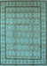 Machine Washable Oriental Light Blue Industrial Rug, wshurb3018lblu