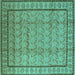 Square Oriental Turquoise Industrial Rug, urb3018turq