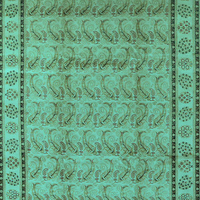 Machine Washable Oriental Turquoise Industrial Area Rugs, wshurb3018turq