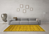 Machine Washable Oriental Yellow Industrial Rug, wshurb3018yw