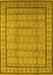 Machine Washable Oriental Yellow Industrial Rug, wshurb3018yw