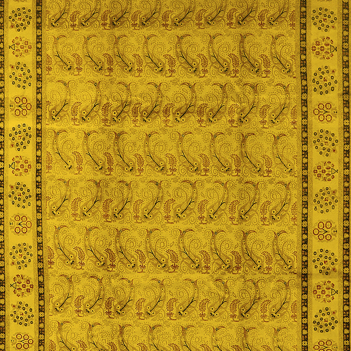 Machine Washable Oriental Yellow Industrial Rug, wshurb3018yw