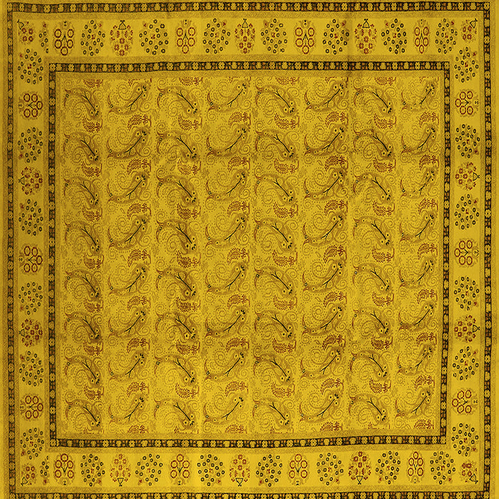 Square Machine Washable Oriental Yellow Industrial Rug, wshurb3018yw