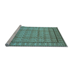 Sideview of Machine Washable Oriental Light Blue Industrial Rug, wshurb3018lblu