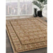 Mid-Century Modern Light Brown Oriental Rug in Family Room, urb3018