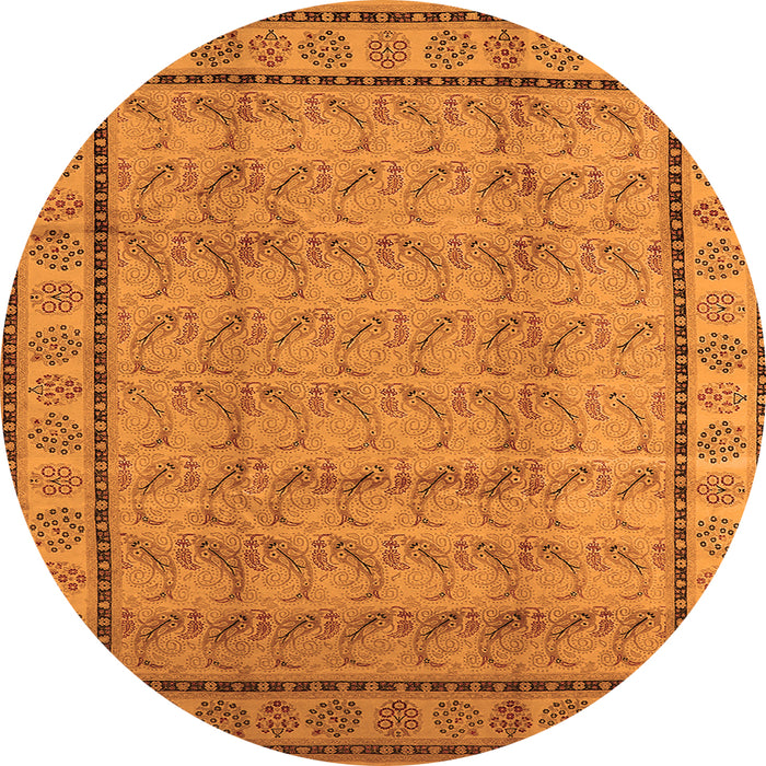 Round Oriental Orange Industrial Rug, urb3018org