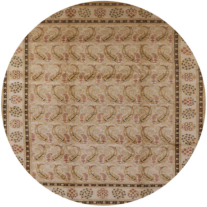 Round Machine Washable Industrial Modern Light Brown Rug, wshurb3018