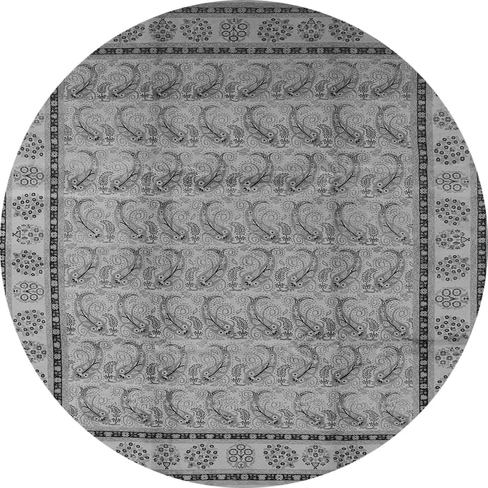 Round Machine Washable Oriental Gray Industrial Rug, wshurb3018gry