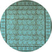 Round Oriental Light Blue Industrial Rug, urb3018lblu