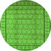 Round Machine Washable Oriental Green Industrial Area Rugs, wshurb3018grn