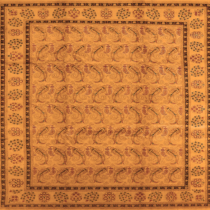 Square Machine Washable Oriental Orange Industrial Area Rugs, wshurb3018org