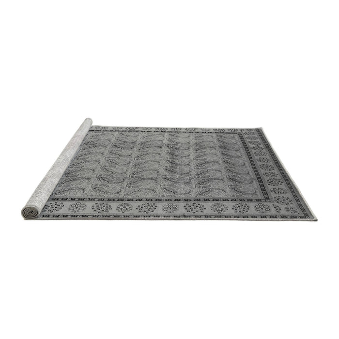 Sideview of Machine Washable Oriental Gray Industrial Rug, wshurb3018gry