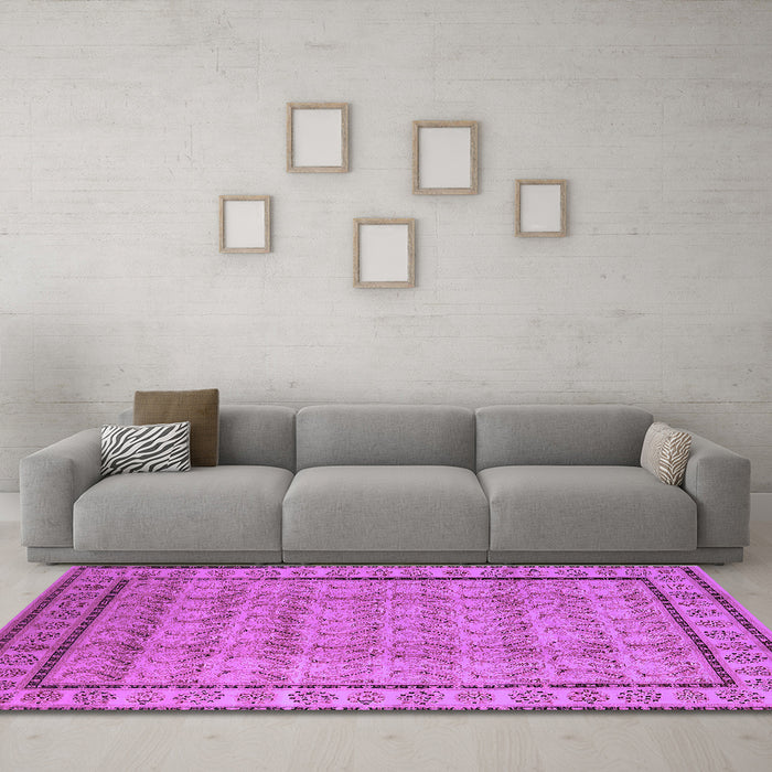 Machine Washable Oriental Purple Industrial Area Rugs in a Living Room, wshurb3018pur