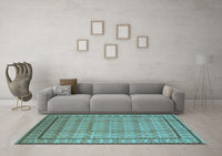 Machine Washable Oriental Light Blue Industrial Rug, wshurb3018lblu