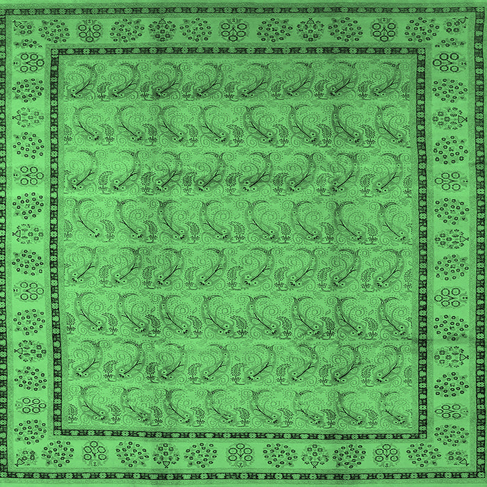 Square Machine Washable Oriental Emerald Green Industrial Area Rugs, wshurb3018emgrn