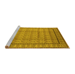 Sideview of Machine Washable Oriental Yellow Industrial Rug, wshurb3018yw