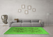 Machine Washable Oriental Green Industrial Area Rugs in a Living Room,, wshurb3019grn