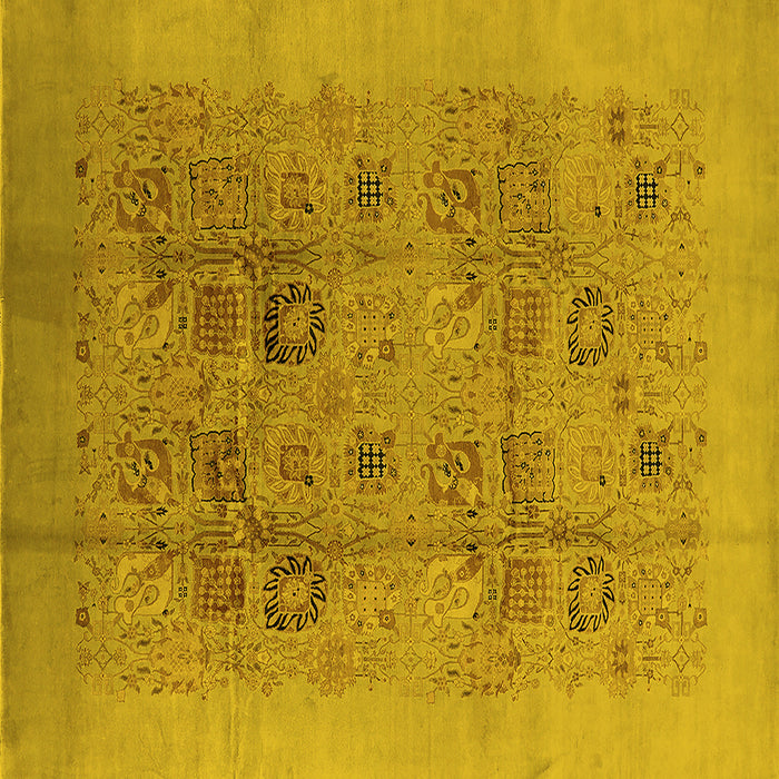 Square Oriental Yellow Industrial Rug, urb3019yw