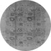 Round Oriental Gray Industrial Rug, urb3019gry