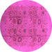 Round Oriental Pink Industrial Rug, urb3019pnk