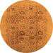 Round Oriental Orange Industrial Rug, urb3019org