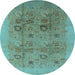 Round Oriental Light Blue Industrial Rug, urb3019lblu