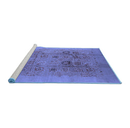 Sideview of Machine Washable Oriental Blue Industrial Rug, wshurb3019blu