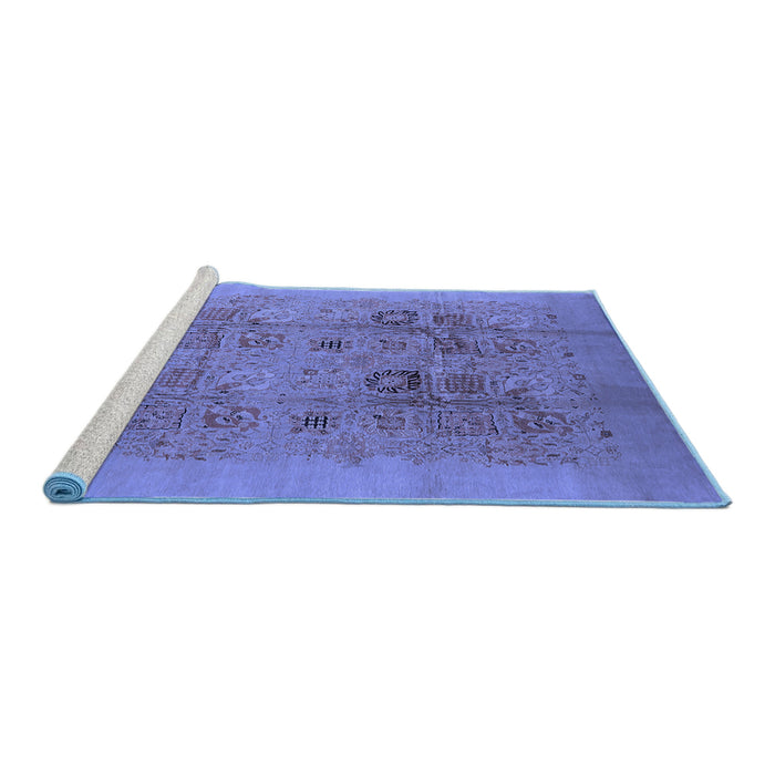 Sideview of Machine Washable Oriental Blue Industrial Rug, wshurb3019blu