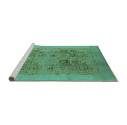 Sideview of Machine Washable Oriental Turquoise Industrial Area Rugs, wshurb3019turq