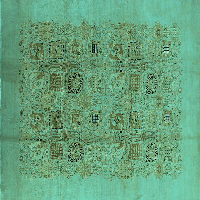 Square Oriental Turquoise Industrial Rug, urb3019turq