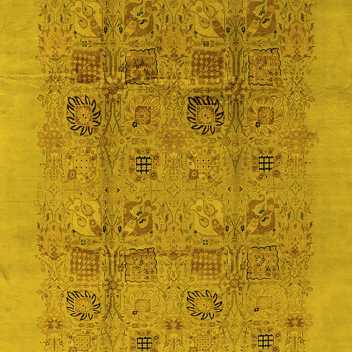 Machine Washable Oriental Yellow Industrial Rug, wshurb3019yw