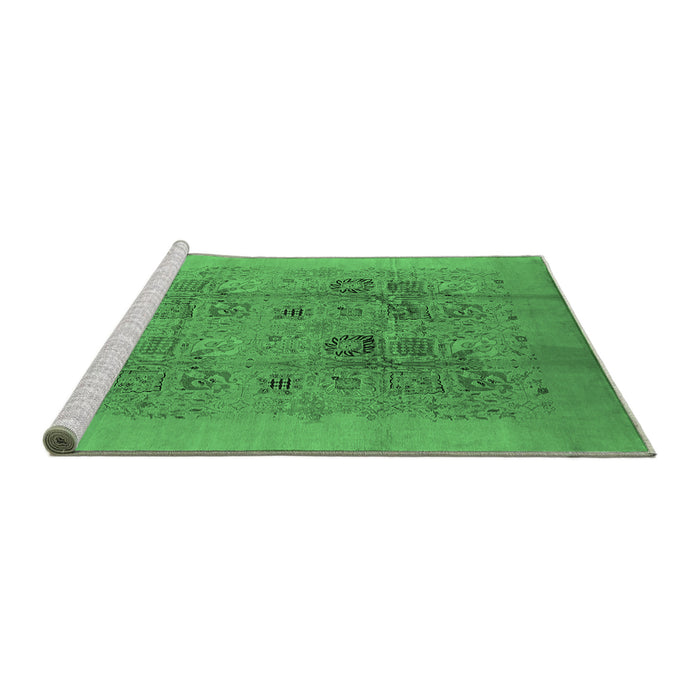 Sideview of Machine Washable Oriental Emerald Green Industrial Area Rugs, wshurb3019emgrn