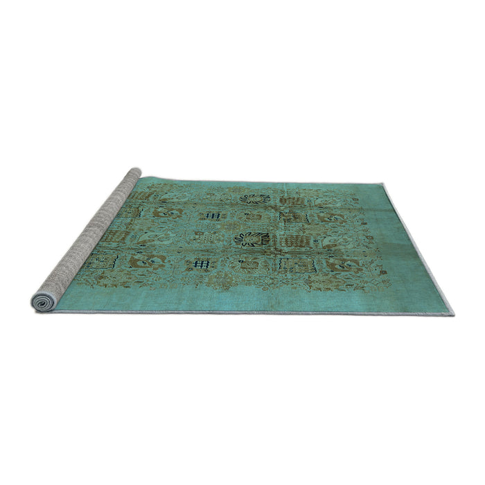 Sideview of Machine Washable Oriental Light Blue Industrial Rug, wshurb3019lblu