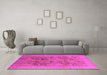 Machine Washable Oriental Pink Industrial Rug in a Living Room, wshurb3019pnk