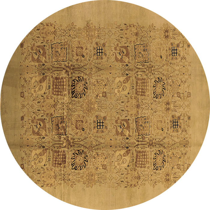 Round Oriental Brown Industrial Rug, urb3019brn