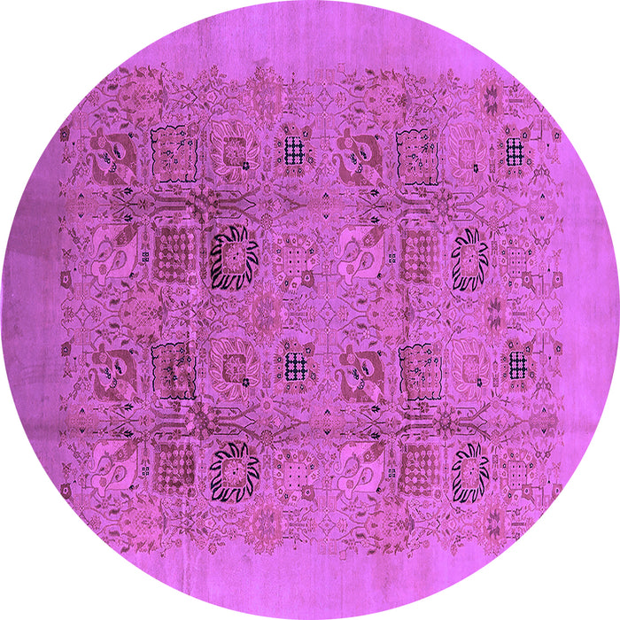 Round Machine Washable Oriental Purple Industrial Area Rugs, wshurb3019pur