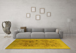 Machine Washable Oriental Yellow Industrial Rug in a Living Room, wshurb3019yw