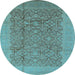 Round Oriental Light Blue Industrial Rug, urb3020lblu