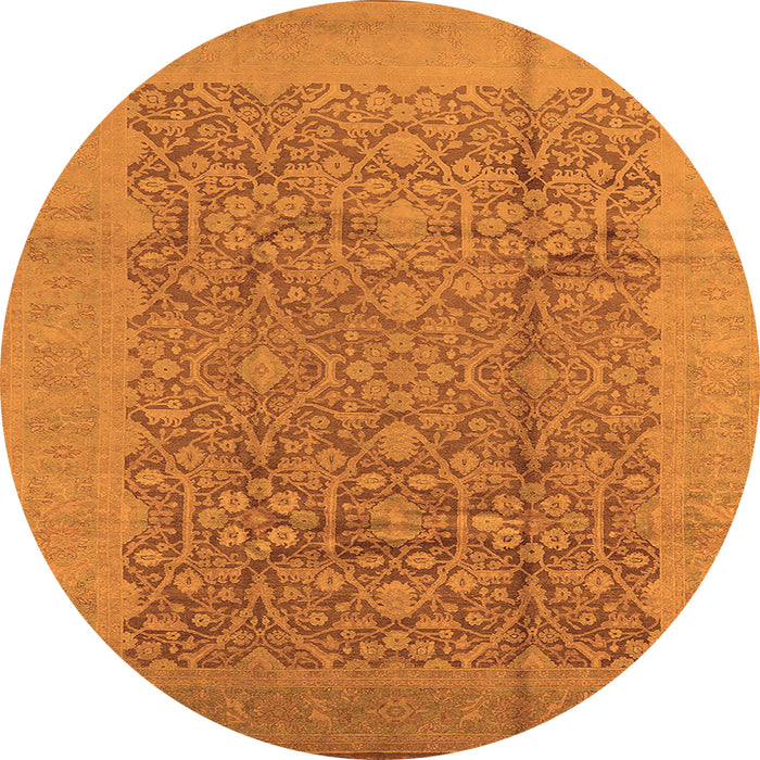 Round Machine Washable Oriental Orange Industrial Area Rugs, wshurb3020org