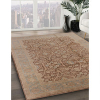 Mid-Century Modern Gold Brown Oriental Rug, urb3020