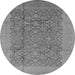 Round Machine Washable Oriental Gray Industrial Rug, wshurb3020gry