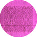 Round Machine Washable Oriental Pink Industrial Rug, wshurb3020pnk