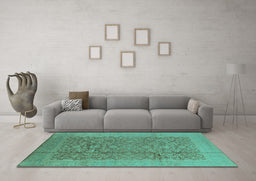 Machine Washable Oriental Turquoise Industrial Area Rugs in a Living Room,, wshurb3020turq