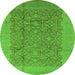 Round Oriental Green Industrial Rug, urb3020grn