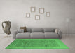 Machine Washable Oriental Emerald Green Industrial Area Rugs in a Living Room,, wshurb3020emgrn