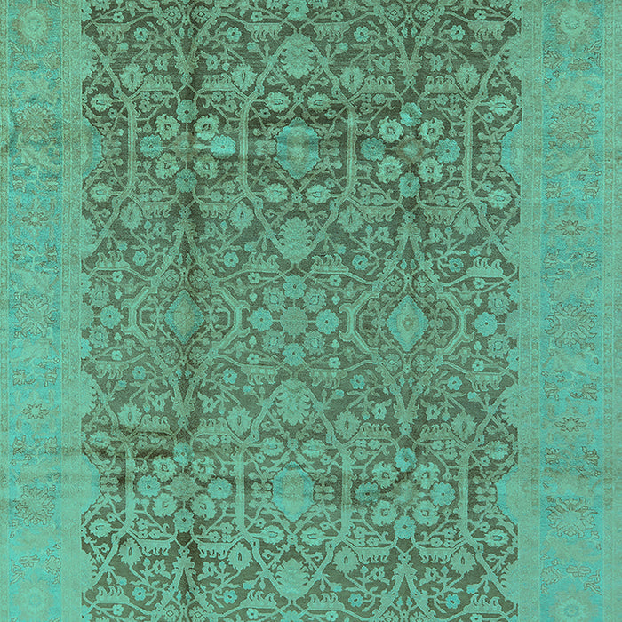 Machine Washable Oriental Turquoise Industrial Area Rugs, wshurb3020turq