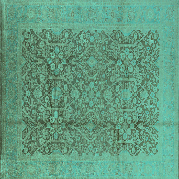 Square Machine Washable Oriental Turquoise Industrial Area Rugs, wshurb3020turq