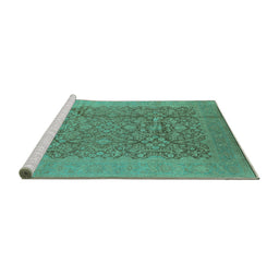 Sideview of Machine Washable Oriental Turquoise Industrial Area Rugs, wshurb3020turq