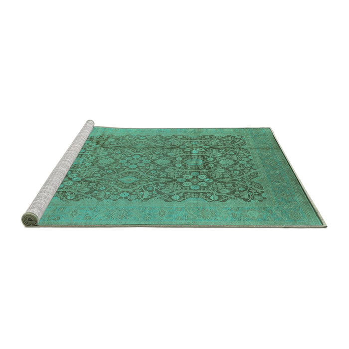 Sideview of Machine Washable Oriental Turquoise Industrial Area Rugs, wshurb3020turq